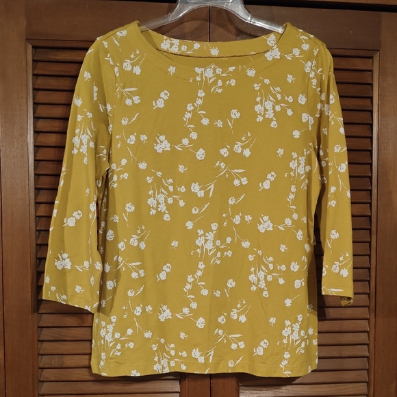 St. John's Bay Tops - NWT St. John's Bay Mustard Floral Long Sleeve Top